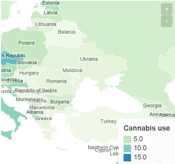 Карта употребления марихуаны: где больше курят в России, Украине или Белоруссии